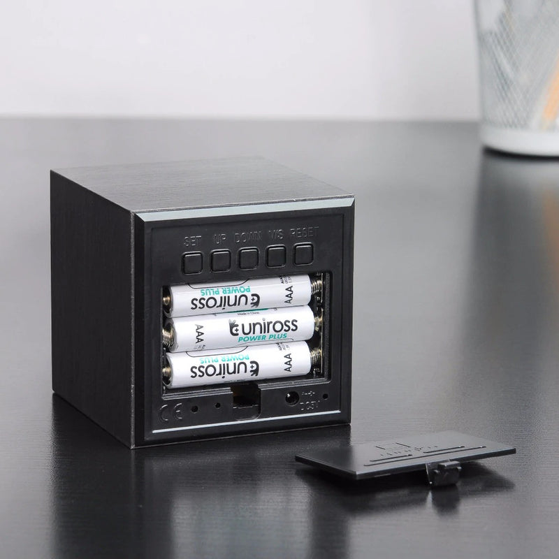 Cube Click Clock - Black with White LED