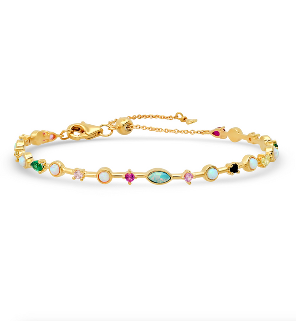 Gold Bracelet with Multi Colored Stones