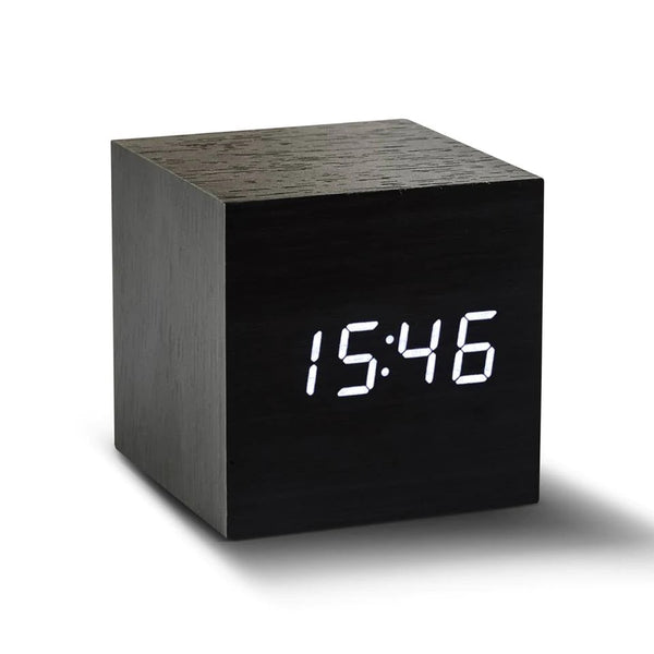 Cube Click Clock - Black with White LED
