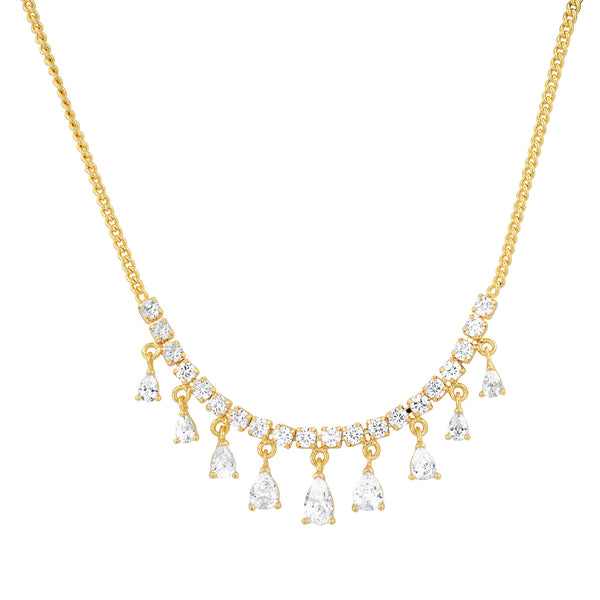 CZ Arc Necklace with Pear Drops Necklace