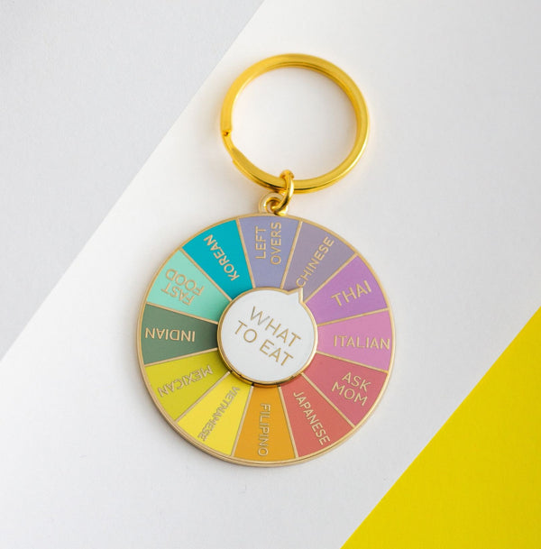 What To Eat Spinning Enamel Keychain