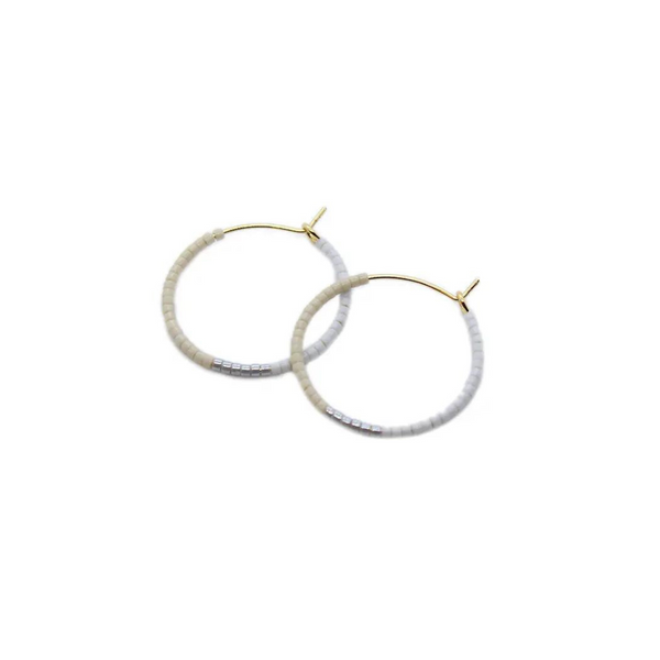 Small Color Field Hoops - Linen