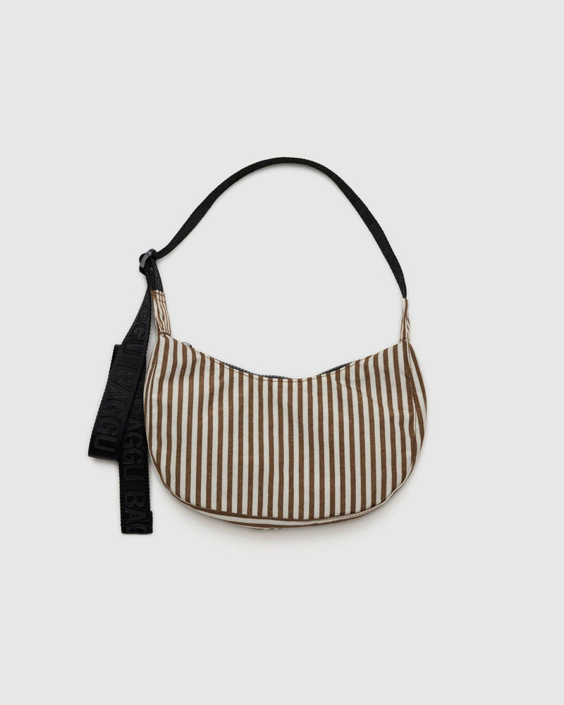 Small Nylon Crescent Bag Collection - Brown Stripe