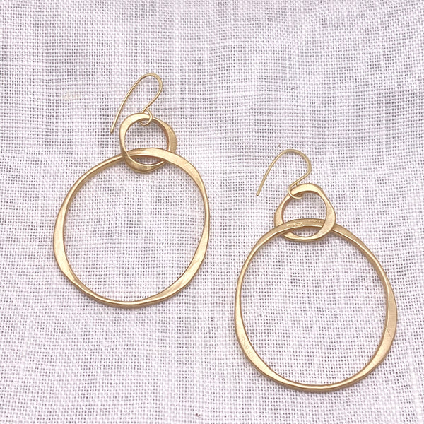 Double Brass Circle Earrings