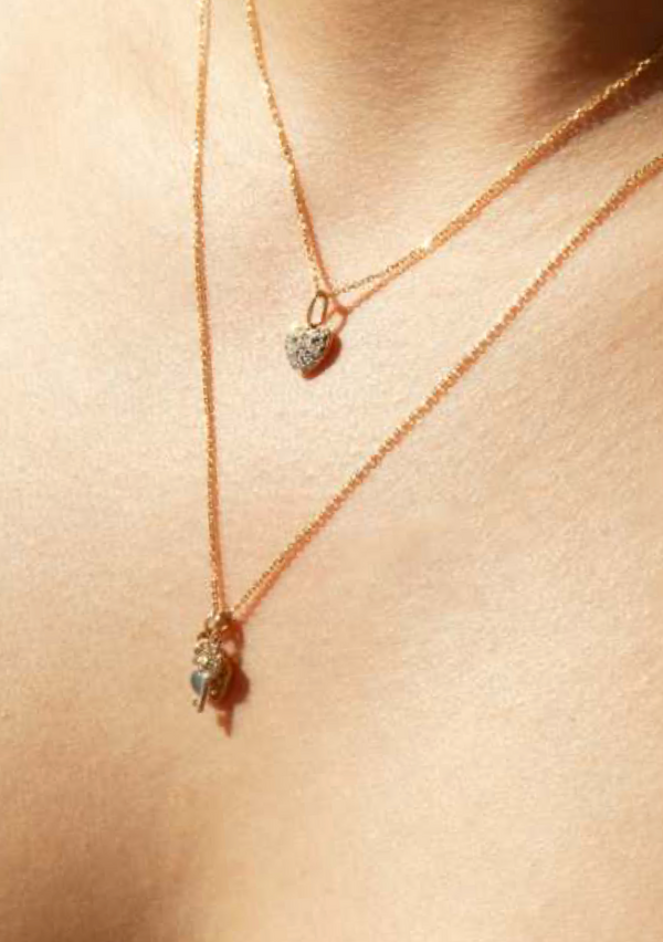 Eternity 14 Karat Gold and Diamond Key and Padlock Necklace