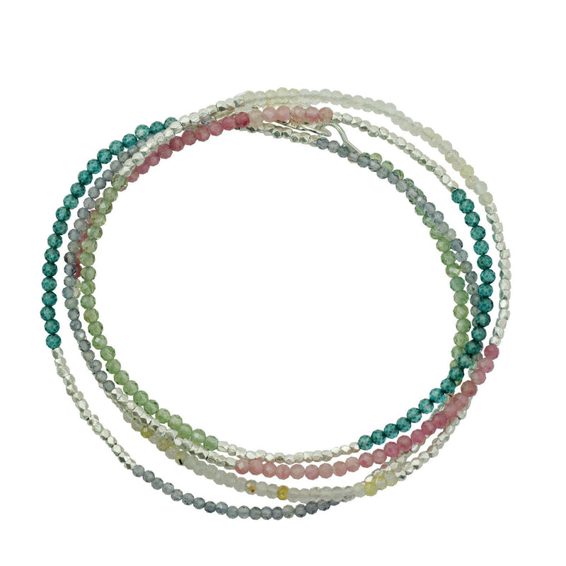 Zircon Wrap Bracelet/Necklace with Sterling Beads