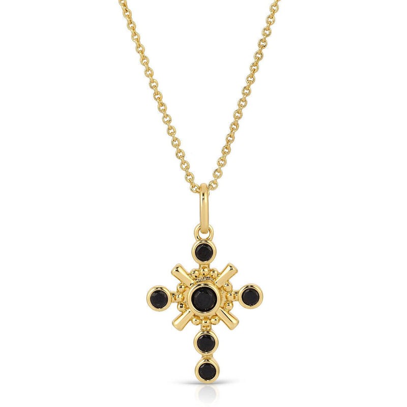 Gothic Cross Necklace - Black Onyx