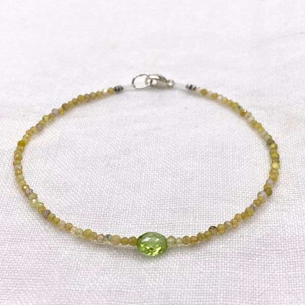 Bracelet with with Yellow Multi Gems, Peridot and Sterling Silver