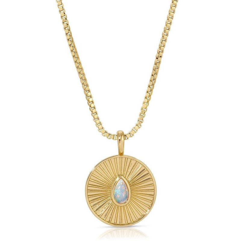 Radiant Coin Pendant - White Opal