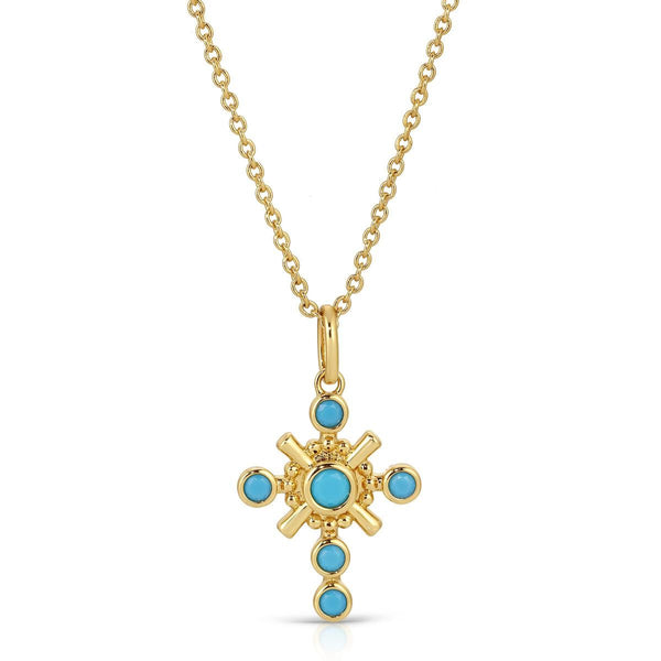 Gothic Cross Pendant - Turquoise