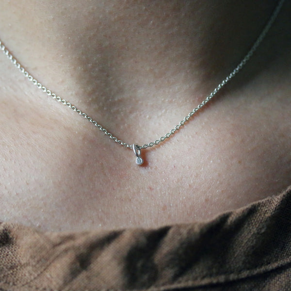 Diamond Fleck Necklace -Sterling Silver