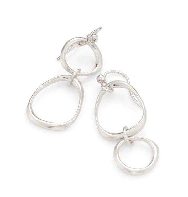 Large & Small Organic Circles Earring - Sterling Silver