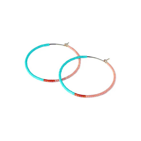 Large Color Field Hoops - Turquoise
