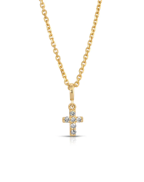 Blessed 14 Karat Gold and Diamond Cross Necklace
