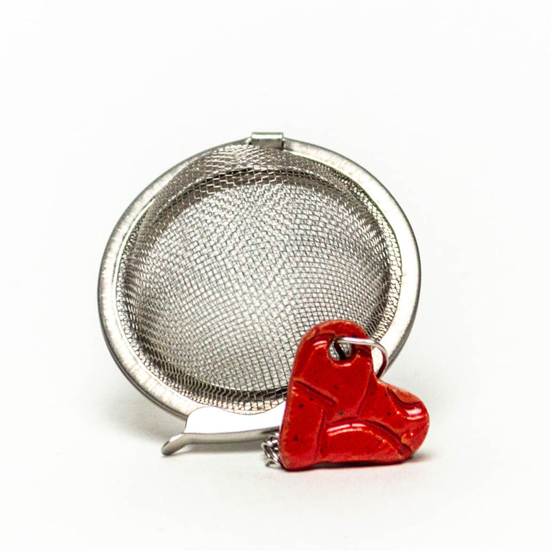 Ceramic Red Heart Charm Tea Ball Infuser
