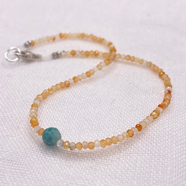 Bracelet with Carnelian and Turquoise - Sterling Silver