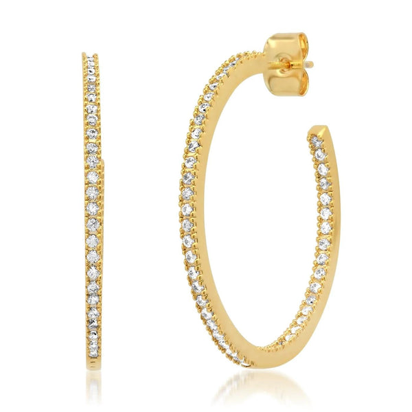 Large Pave Hoops - Gold