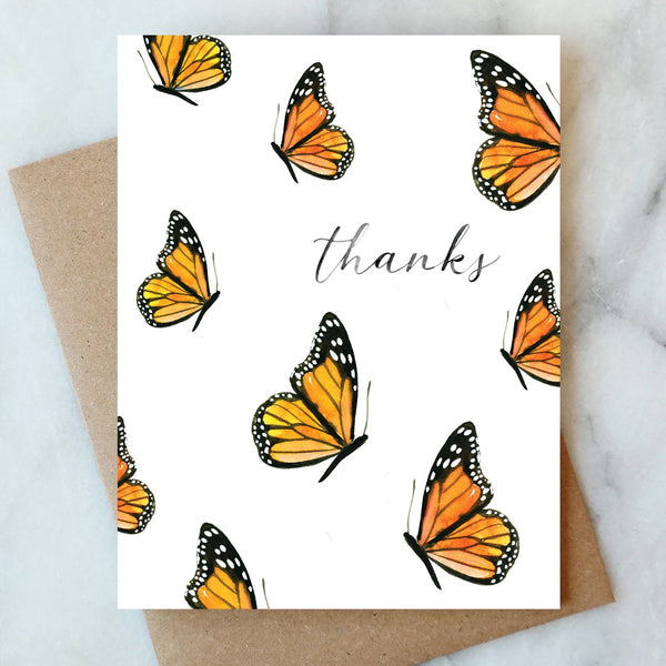 Butterfly Thanks Greeting Card - Box Set of 6