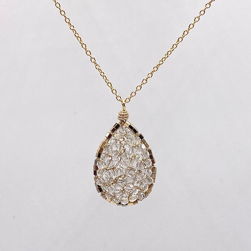 Small Crystal Pear Shaped Pendant Necklace