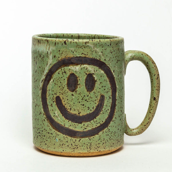 Smiley Face 14 oz Ceramic Mug - Green
