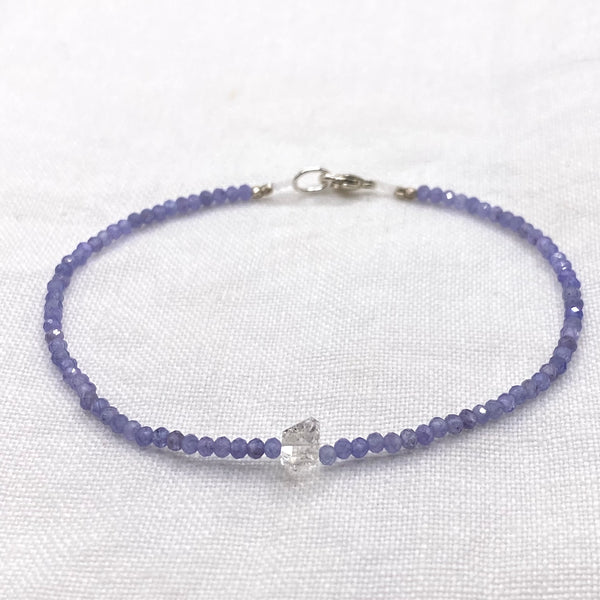 Bracelet with Tanzanite, Herkimer and Sterling Silver