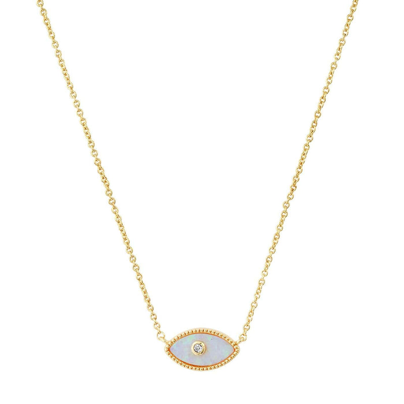 Opal Evil Eye Necklace - Gold