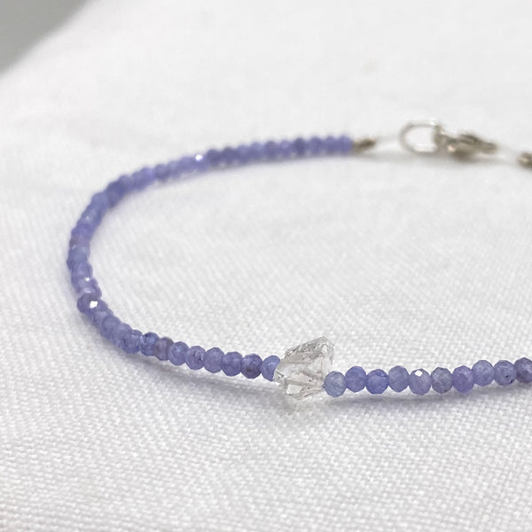 Bracelet with Tanzanite, Herkimer and Sterling Silver