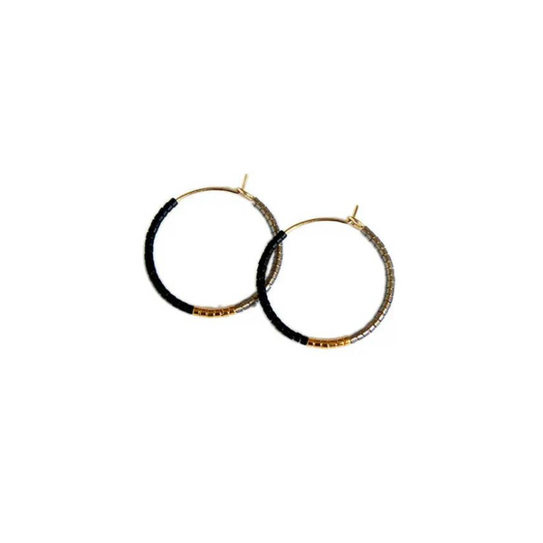 Small Color Field Hoops - Black
