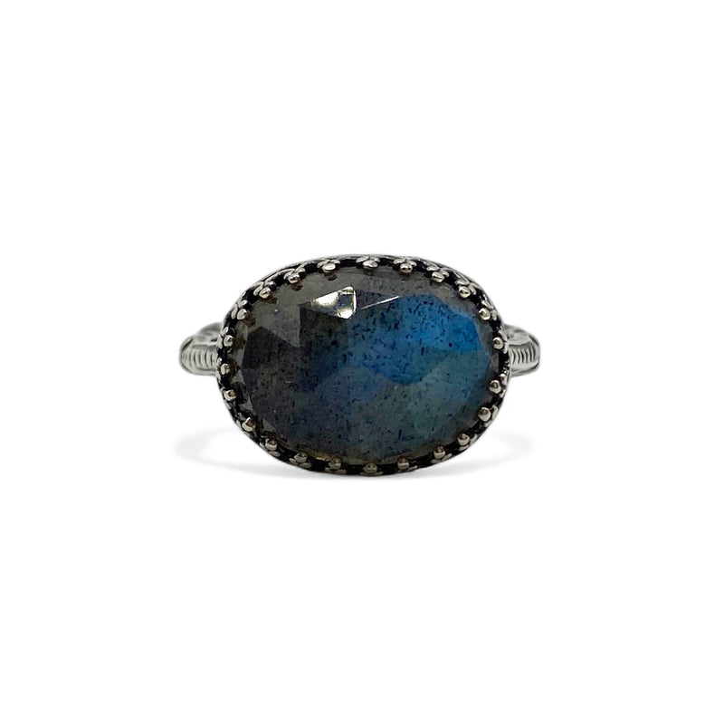 Oval Labradorite Ring - Size 6.5