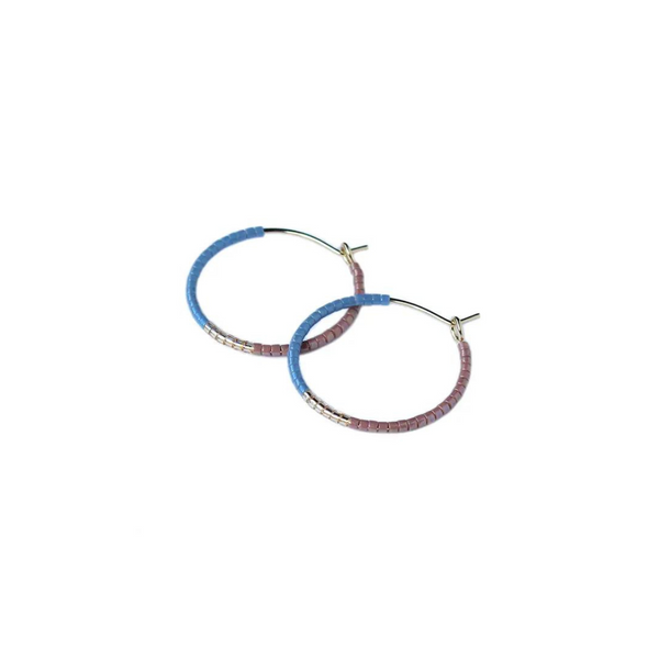 Small Color Field Hoops - Denim