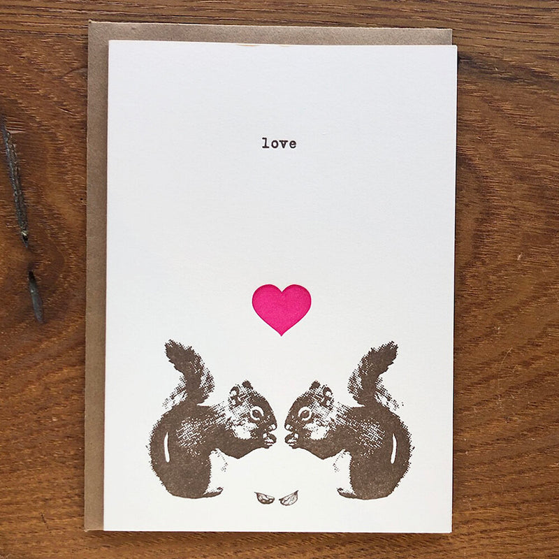 Love Squirrels Letterpress Card