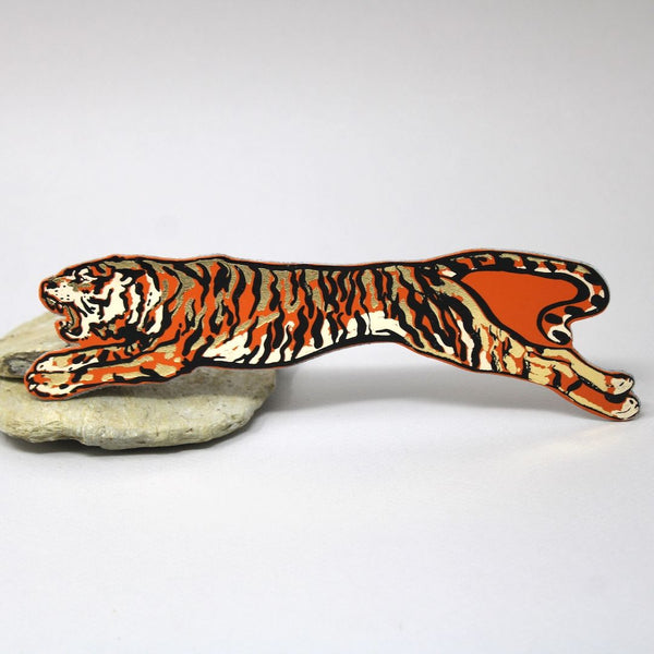 Tiger Leather Bookmark - Orange