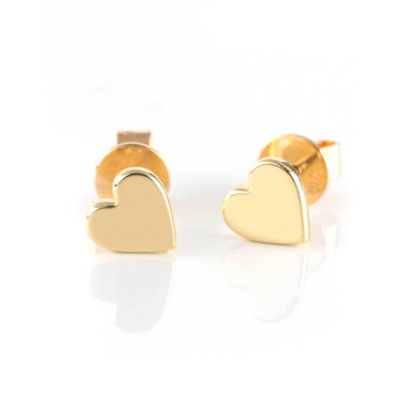 14 Karat Gold Heart Stud Earrings