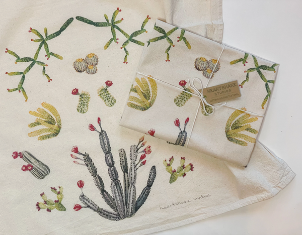 Green Cactus Flour Sack Tea Towel