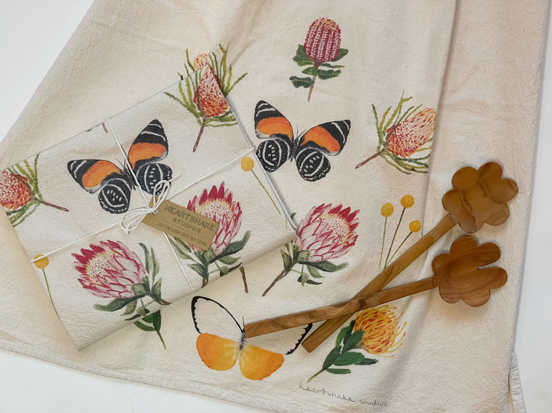 Protea Butterfly Flour Sack Tea Towel