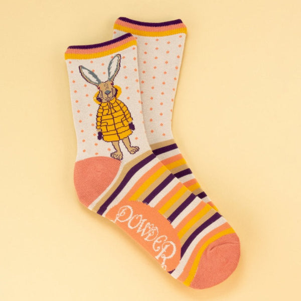 Puffa Jacket Bunny Ankle Socks- Cream