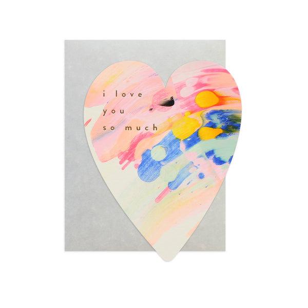 Rainbow Heart Handpainted Card by Moglea