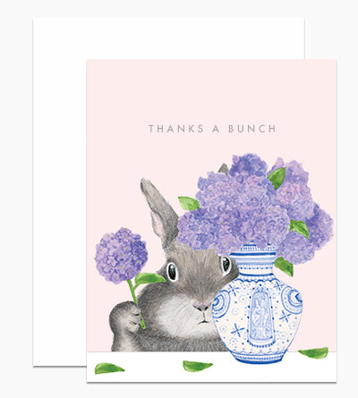 Bunny Arranging Lilacs Thank You Card