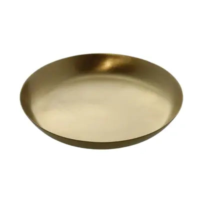 Round Satin Tray in Brushed Brass