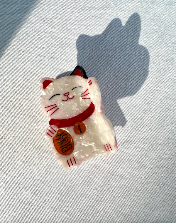 Hand-Painted Lucky Cat Claw Hair Clip