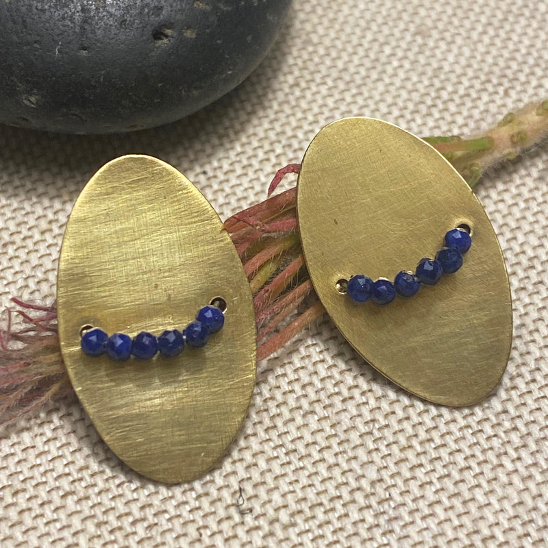 Oval with Lapis Post Earring