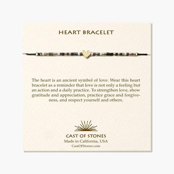 Beaded Heart Bracelet - Neutral