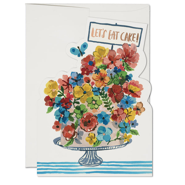 Flower Cake Birthday Die Cut Foil Card