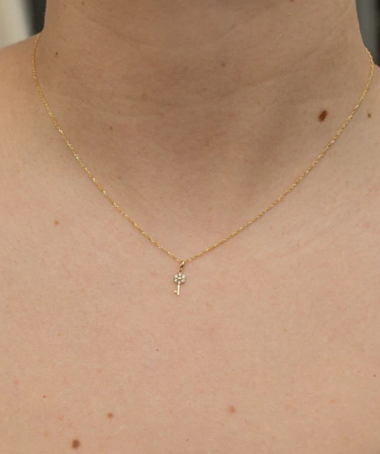 Promise 14 Karat Gold and Diamond Key Necklace