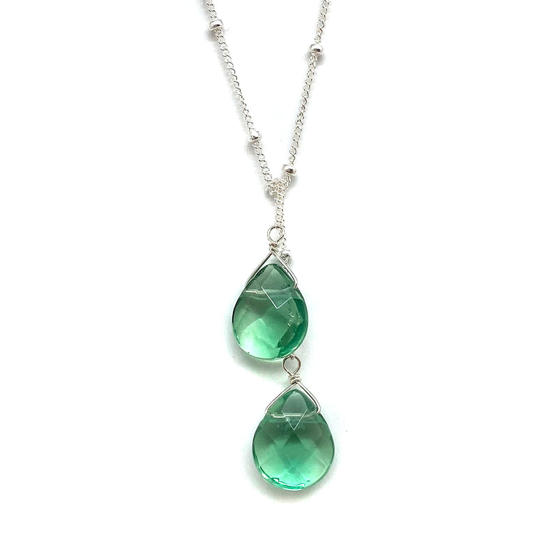 Wasabi Jewelry Lariat Necklace - Sterling Silver w/Stone