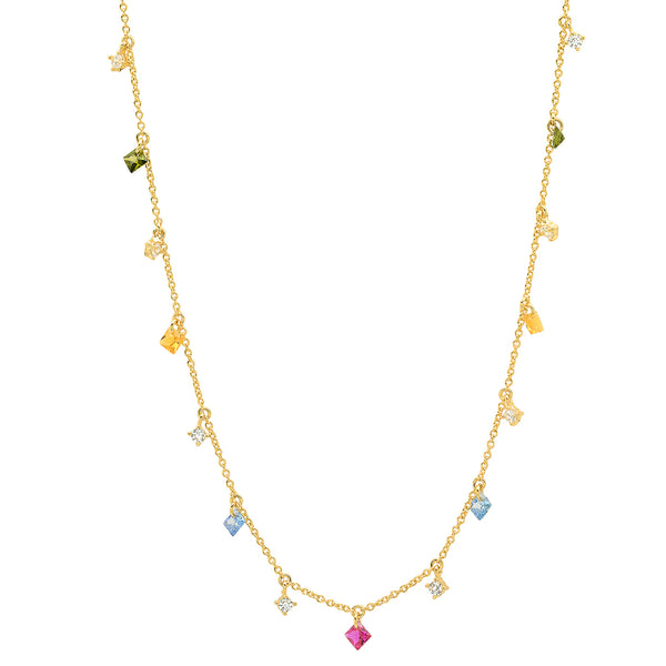 Multi Colored Stone Dangles Necklace