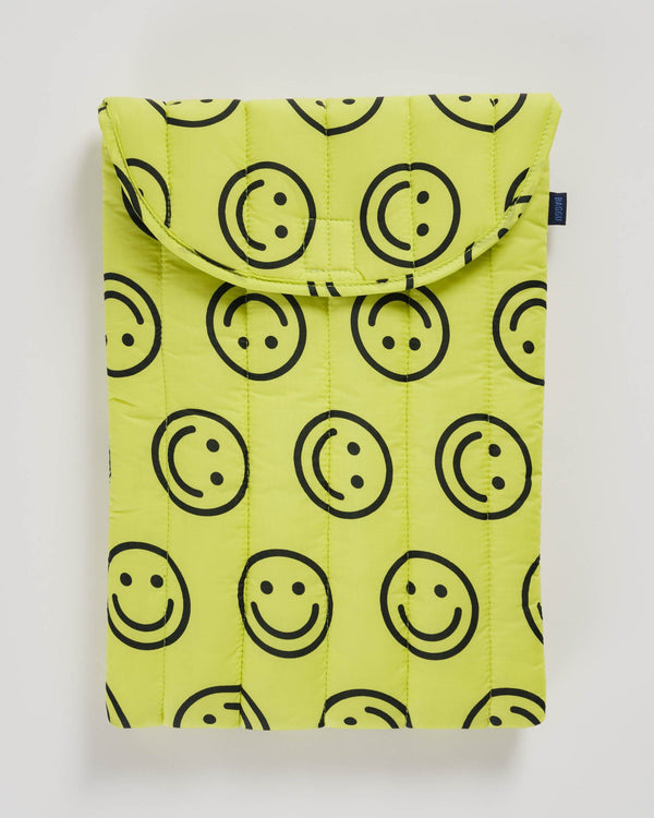 Puffy Laptop Sleeve 16" - Yellow Happy Face