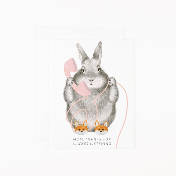 Bunny in Fox Slippers-Mom Card