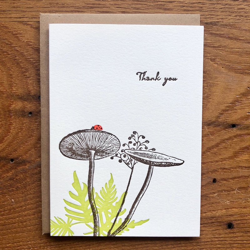 Thank You Mushroom Letterpress Card