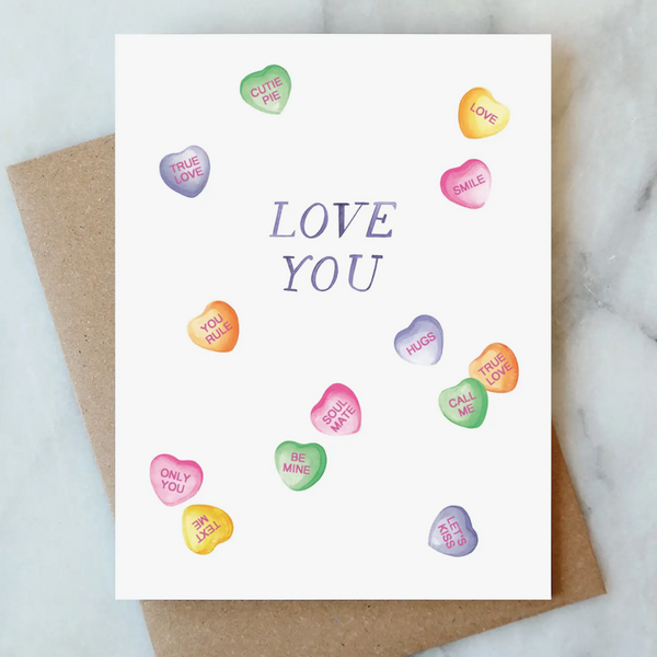 Candy Hearts Valentine Love Greeting Card